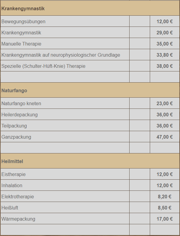 Privatpreisliste Klaus Geiselberger